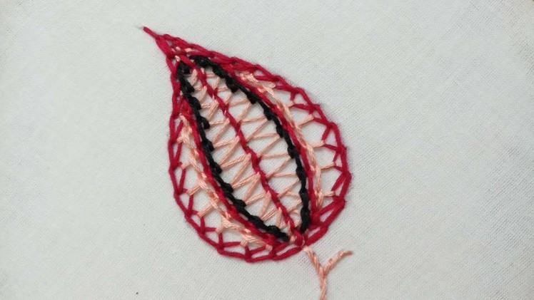 Hand embroidery of a leaf or petal in a new way