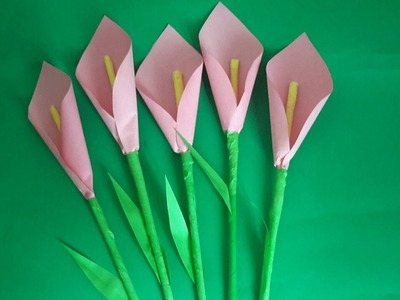 How to Make Calla lily Paper flower | Easy origami flowers for beginners making | DIY Paper Crafts
