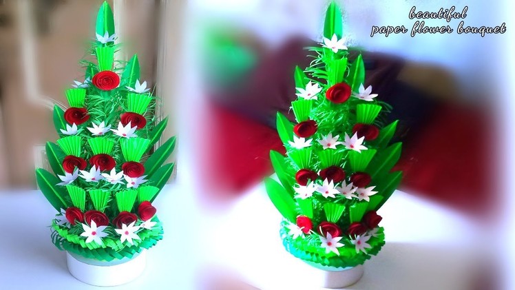 How to make flower bouquet with colour paper. floral design bouquet