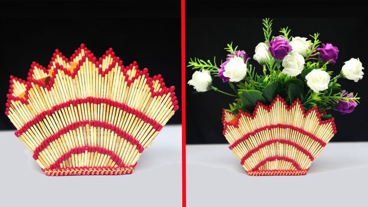 How to make flower vase with matchsticks | Matchstick art and craft ideas