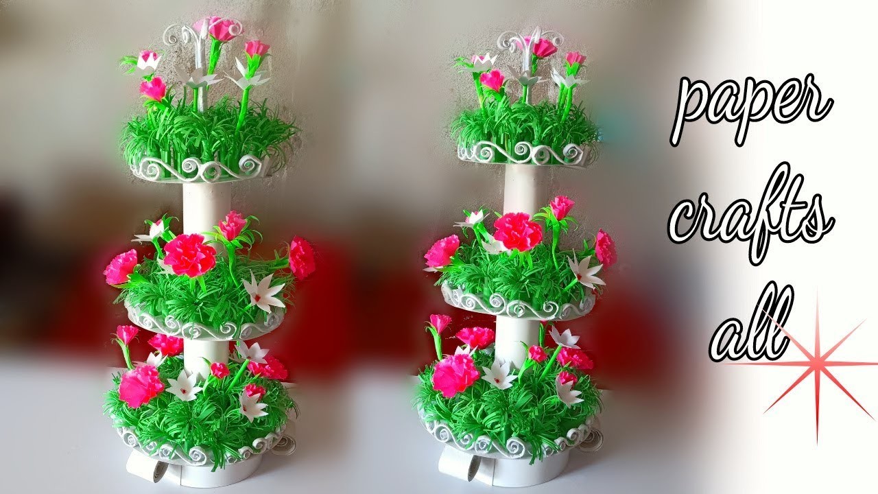 How to make home decoration flower plant stand with paper. how to make