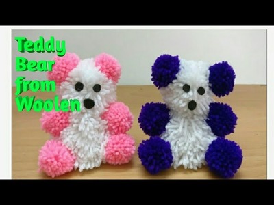 How To Make Pom Pom Teddy Bear With Wool | DIY | Woolen Teddy Bear Making At Home | Woolen Craft