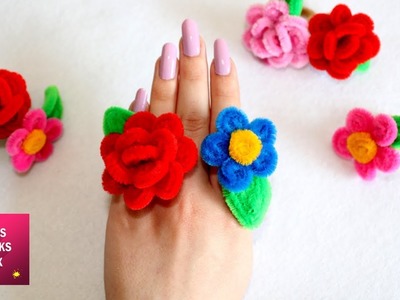 Pipe Cleaner Flower Rings. Pipe Cleaner Crafts.