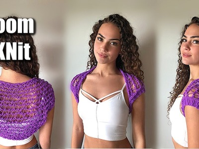 Round Loom Knitting Project: Spring Shrug Lace Stitch | Loomahat