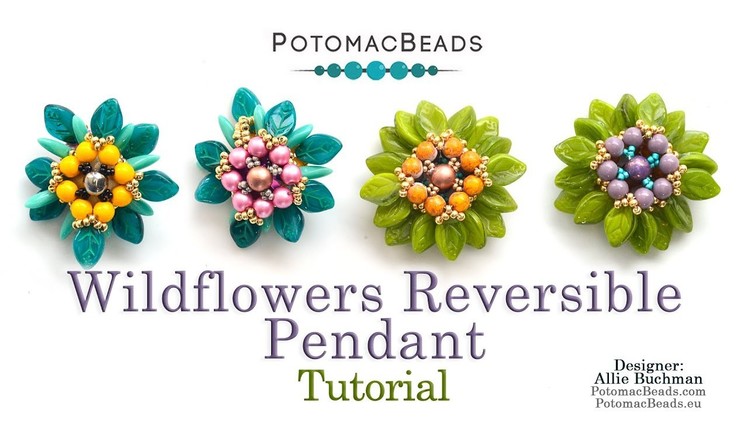 Wildflowers Reversible Pendant - Jewelry Making Tutorial by PotomacBeads