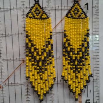 Yellow and Black fringe earrings