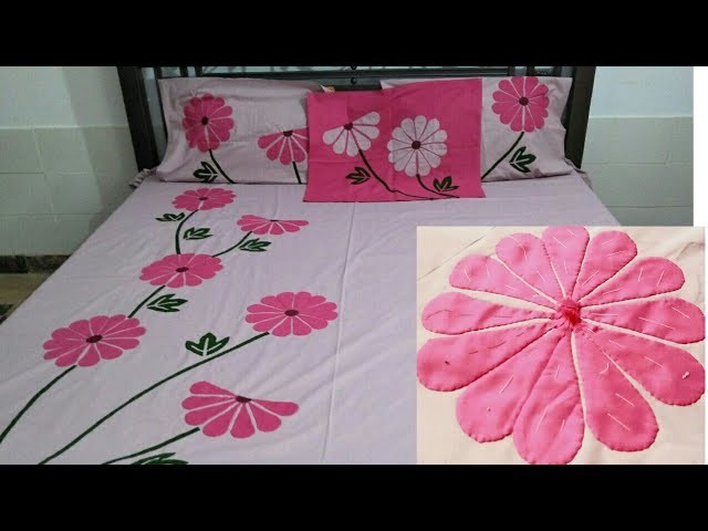 #Applique#Bedsheet #Design#applic #work on bedsheet #trending applic work bedroom set #designs#2019