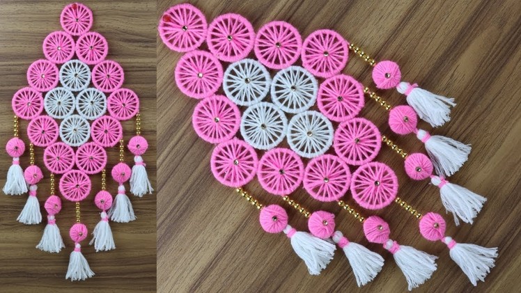 Best Out Of Waste Bangles And Woolen Door Hanging Toran.Door Hanging Toran Making With Woolen
