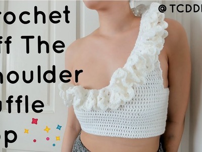 Crochet Off The Shoulder Ruffle Top | Tutorial DIY
