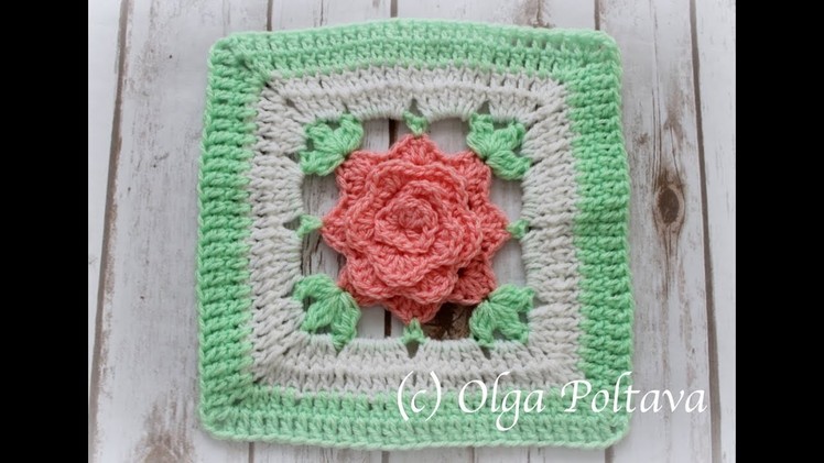 Crochet Rose Granny Square for Afghan, Make Rose Crochet Blanket, Crochet Video Tutorial