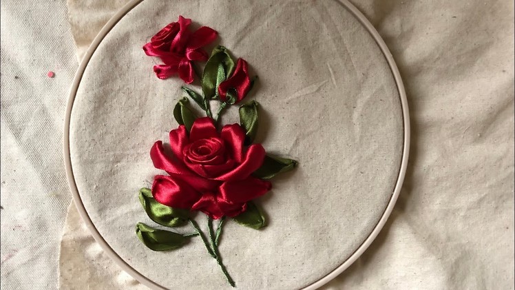 D.I.Y Ribbon Embroidery Red Rosa