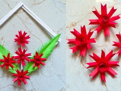 Diy paper flower wall hanging. Simple and beautiful wall hanging. Wall decoration by Kovaicraft