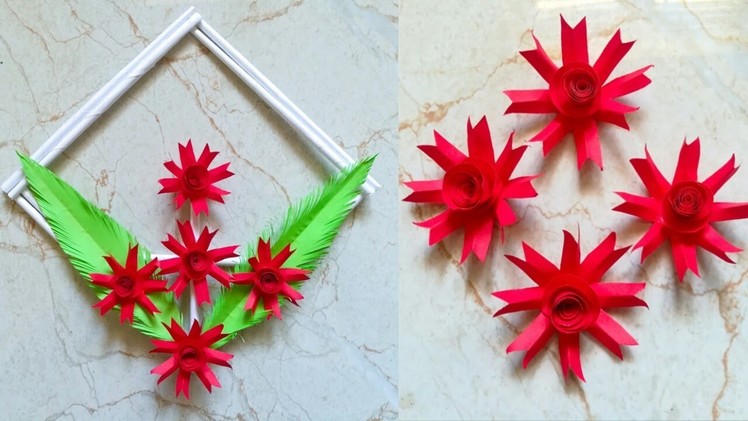 Diy paper flower wall hanging. Simple and beautiful wall hanging. Wall decoration by Kovaicraft
