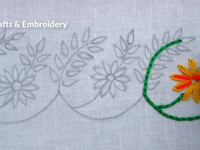 Hand Embroidery, Easy Border Line Embroidery for Dresses, New Border Design