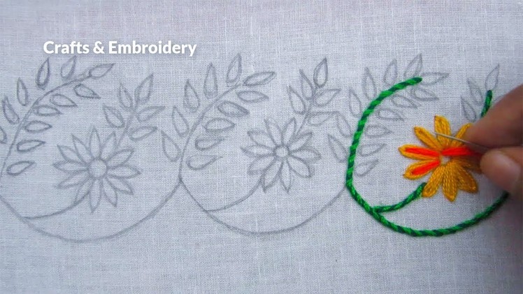 Hand Embroidery, Easy Border Line Embroidery for Dresses, New Border Design