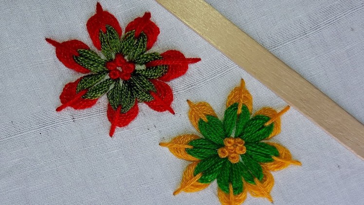 Hand Embroidery:Making Unique Flower With Ice cream Stick.Amazing New Tricks#Sewing Hack Idea