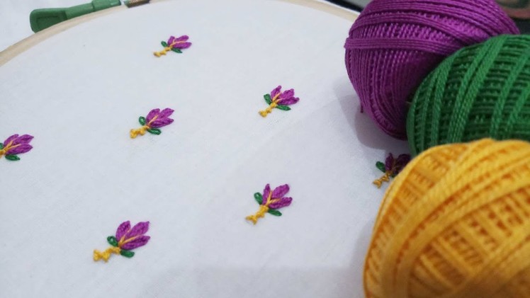 Hand embroidery of an easy allover design for beginners
