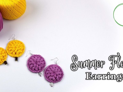 How to crochet a very easy Summer Flower earrings #orecchinimania