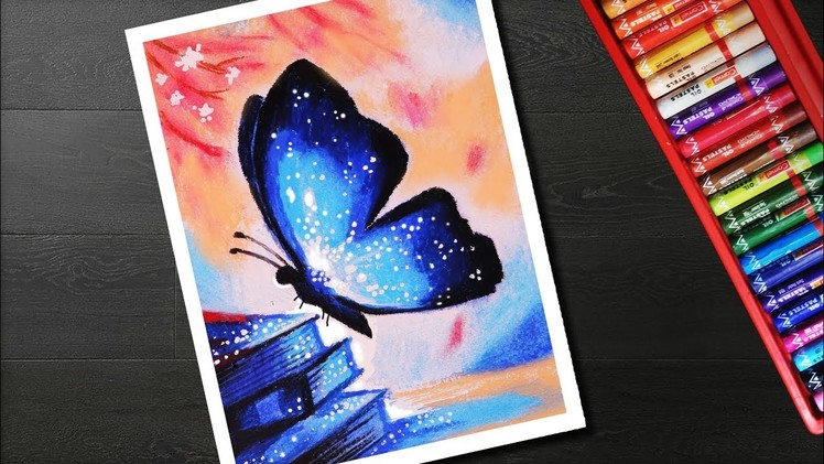 How to draw Glowing Butterfly Scenery drawing and painting