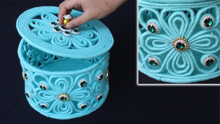 How to make a storage box - Jewellery storage box with woolen and newspaper