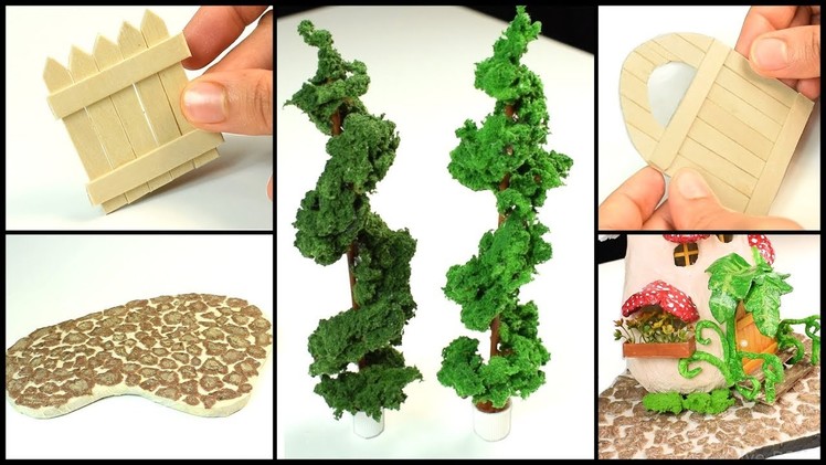 How to Make Miniature Spiral Tree | Wood Door | Stone Floor | Artificial Grass | Garden Fence