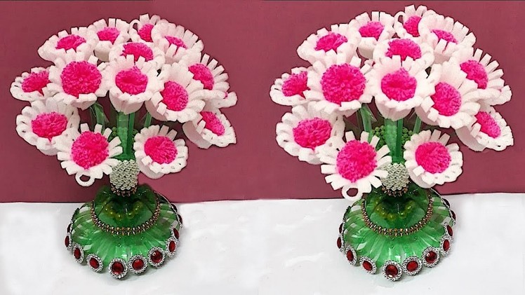 New Guldasta from Plastic Bottle with Foam flower | Best out of waste-Foam flower Guldasta