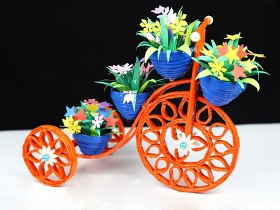 Newspaper Cycle flower vase Stand | Newspaper Craft Idea | Handmade Cycle Craft