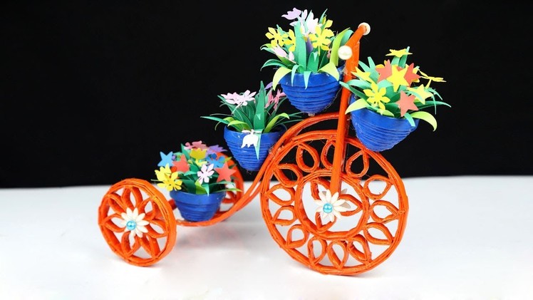 Newspaper Cycle flower vase Stand | Newspaper Craft Idea | Handmade Cycle Craft