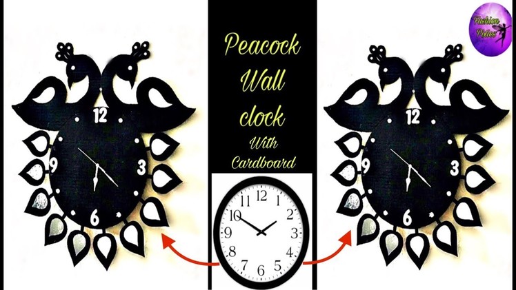 Peacock wall clock with cardboard.DIY wall clock.wall clock.diy  things.Fashion pixies