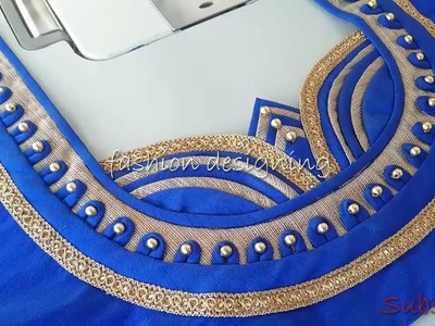 Stitching of a beautiful back neck design of a blouse at home easy | fashion designing