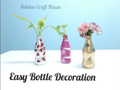 Best out waste#Glass Bottle Decoration  ideas# easy craft#DIY Bottle craft