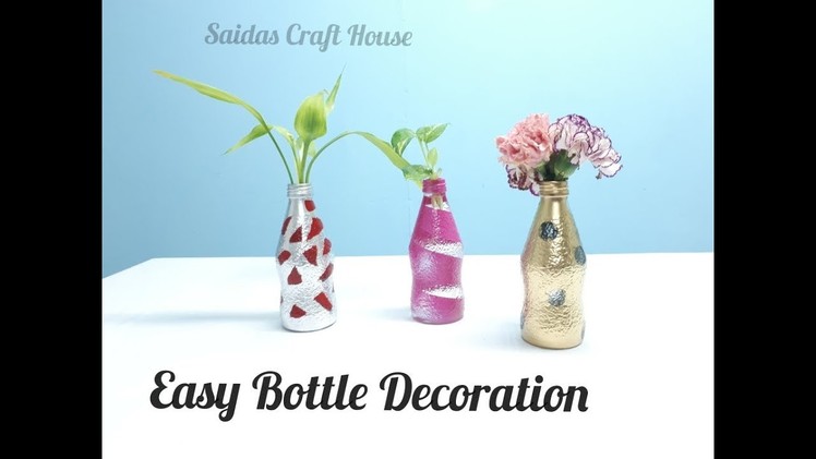 Best out waste#Glass Bottle Decoration  ideas# easy craft#DIY Bottle craft