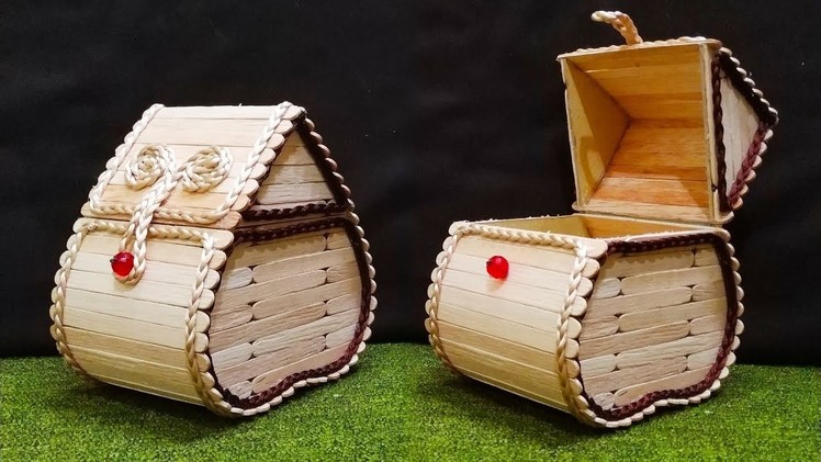 DIY, Heart Shape Jewelry Box, amazing organizer, Popsicle sticks Crafts, Ice cream Stick Craft