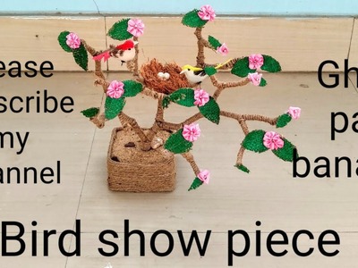 Garden Diy Jute Craft Nest Birds And Tree Showpiece Handmade