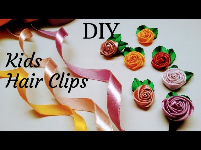 DIY Kids Hair Clips | Rolled Ribbon Rose | Tutorial |Satin Ribbon Craft |Kanzashi |#28