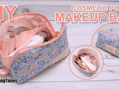DIY Makeup pouch bag | 꽃무늬 메이크업 파우치 | Cosmetics bag tutorial - sewing pattern #sewingtimes