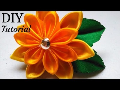 DIY Satin Ribbon Flower | Tutorial | Kanzashi | Easy Kanzashi Tutorial | Craft | #24