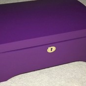 FREE POST - LOCKABLE Wooden PURPLE Chest with inner storage tray. Handmade woodwork with lock and key.