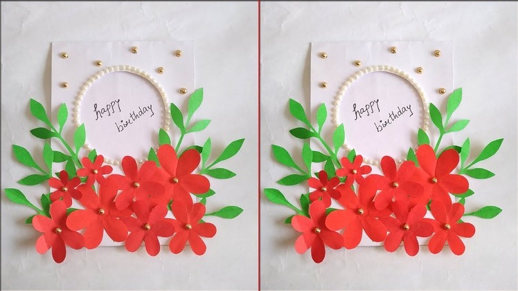 Handmade beautiful birthday card. DIY paper craft ideas. Happy birthday card