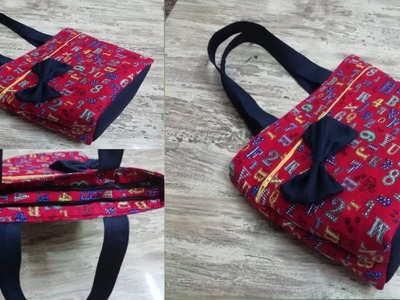 Handmade big shopping bag || shoulder bag || double zipper bag tutorial