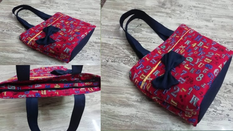 Handmade big shopping bag || shoulder bag || double zipper bag tutorial