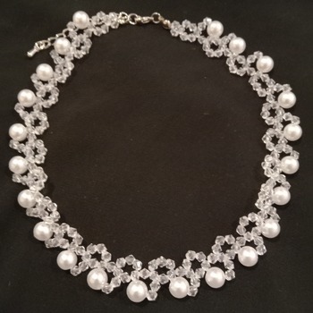 Handmade White Pearl Transparent Bead Necklace