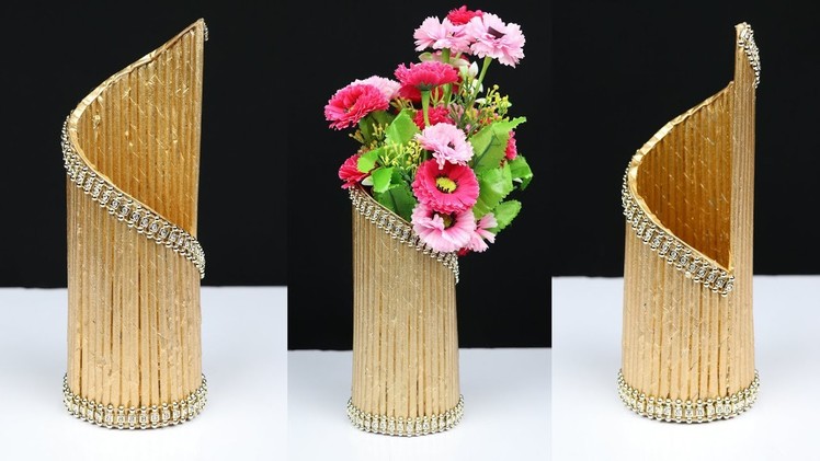 How to make a flower vase with newspaper for home decoration | best out of waste
