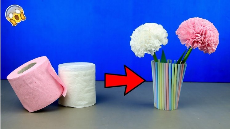 How To Make Round Tissue Paper Flower - DIY Paper Craft - Paper #Artificial_flowers At Home