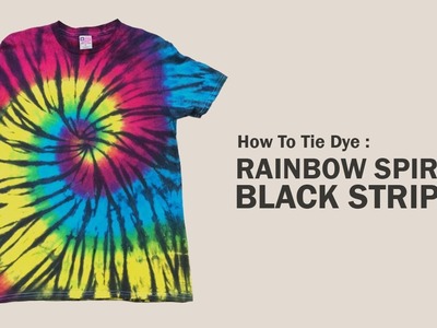 How To Tie Dye : Rainbow Spiral Black Stripes T Shirt