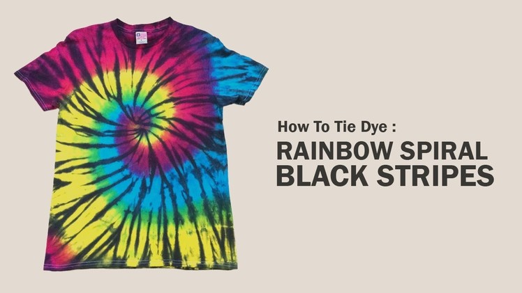 How To Tie Dye : Rainbow Spiral Black Stripes T Shirt