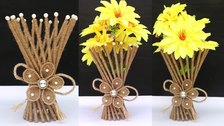 Jute flower vase making at home || jute art and craft || DIY Project !art&craft