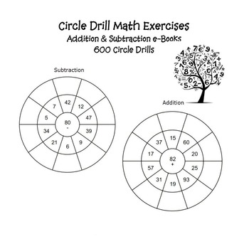Circle Drill Addition Subtraction Math Exercises Printable PDF Worksheets