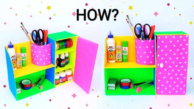 DIY: Desk organizer from waste cardboard box | Best out of waste | Space saving craft idea