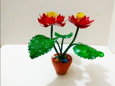 DIY Plastic Bottle Water Lily Flower Plant Making Best out of waste Ideas Water Bottle Recycle Ideas